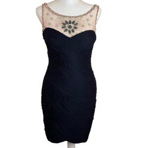Night Line Coctail, Prom, Special Occasion Black Dress Sage Crystals Size 4P